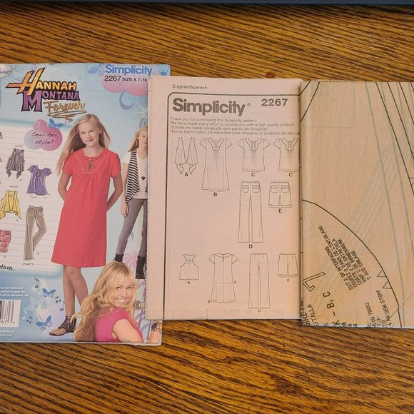 Simplicity 2267 Disney Hannah Montana Girls 7-16 Dress Top Pants Sewing Pattern - Picture 4 of 4